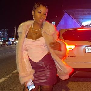 H&M pink tie cropped top